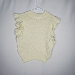 Dreamers By Debut Sweater Women Jrs XL Cream Sleeveless Ruffle Coquette‎ Flutter